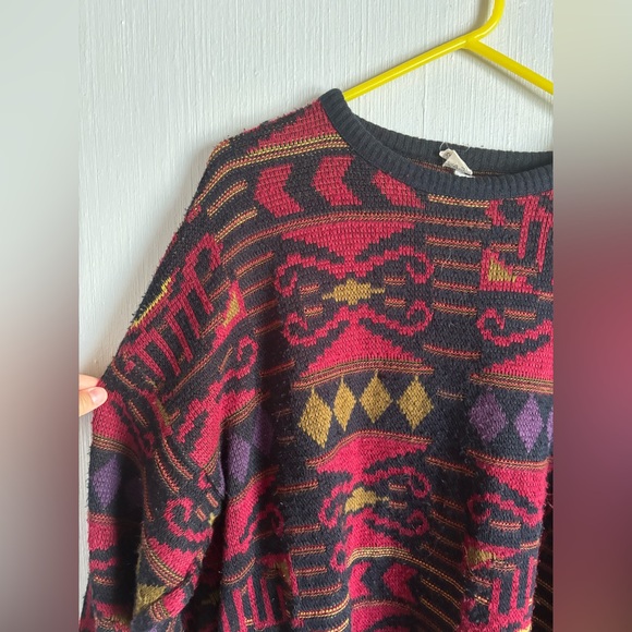 Vintage Men's Multicolor Patterned Sweater - Picture 3 of 8